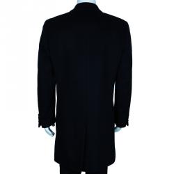 Pre Owned Boss by Hugo Boss Men's Black Cashmere Wool Coat L