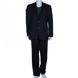 Pre Owned Boss by Hugo Boss Men's Navy Blue Suit L