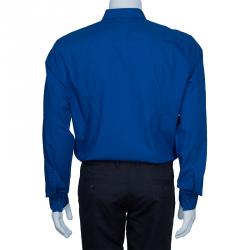 Pre Owned قميص بوس باي هوغو بوس أزرق رجالي L