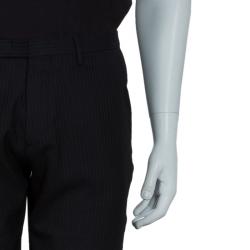 Pre Owned Boss By Hugo Boss Men's Black Striped Trousers L