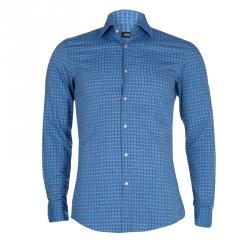 مملوكة مسبقًا قميص بوس باي هوغو بوس مكسم كاروهات أزرق S