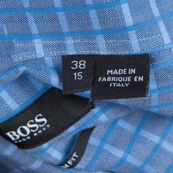 مملوكة مسبقًا قميص بوس باي هوغو بوس مكسم كاروهات أزرق S