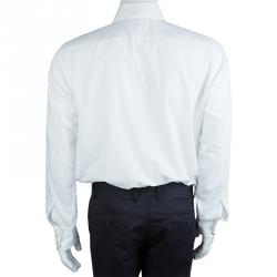 Pre Owned قميص بوس باي هوغو بوس قطن أبيض بأكمام طويلة وأزرار أمامية L