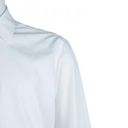 Pre Owned قميص بوس باي هوغو بوس قطن أبيض بأكمام طويلة وأزرار أمامية L