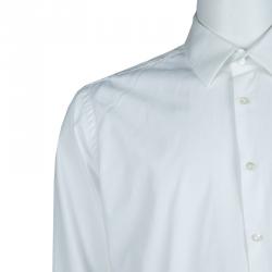 Pre Owned قميص بوس باي هوغو بوس قطن أبيض بأكمام طويلة وأزرار أمامية L