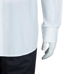 Pre Owned قميص بوس  باي هوغو بوس قطن أبيض بأكمام طويلة وأزرار أمامية L