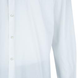 Pre Owned قميص بوس باي هوغو بوس قطن أبيض بأكمام طويلة وأزرار أمامية L