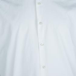 Pre Owned قميص بوس باي هوغو بوس قطن أبيض بأكمام طويلة وأزرار أمامية L