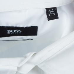 Pre Owned قميص بوس باي هوغو بوس قطن أبيض بأكمام طويلة وأزرار أمامية L