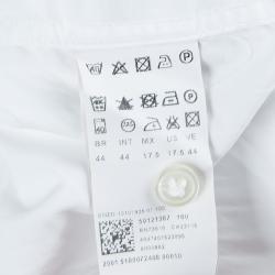 Pre Owned قميص بوس باي هوغو بوس قطن أبيض بأكمام طويلة وأزرار أمامية L