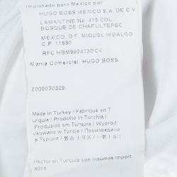 Pre Owned قميص بوس باي هوغو بوس قطن أبيض بأكمام طويلة وأزرار أمامية L