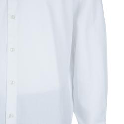 Pre Owned Boss by Hugo Boss Textured White Long Sleeve Buttondown Cotton Shirt L