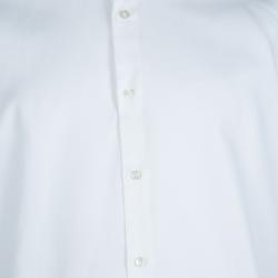 Pre Owned Boss by Hugo Boss Textured White Long Sleeve Buttondown Cotton Shirt L