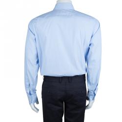 Pre Owned قميص بوس باي هوغو بوس أزرق فاتح بأكمام طويلة وأزرار أمامية XL