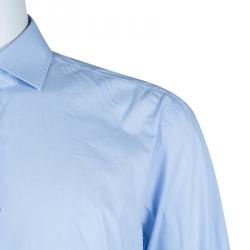 Pre Owned قميص بوس باي هوغو بوس أزرق فاتح بأكمام طويلة وأزرار أمامية XL