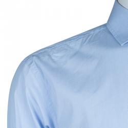 Pre Owned قميص بوس باي هوغو بوس أزرق فاتح بأكمام طويلة وأزرار أمامية XL