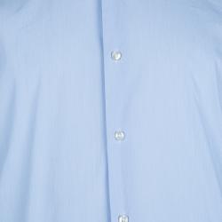 Pre Owned قميص بوس باي هوغو بوس أزرق فاتح بأكمام طويلة وأزرار أمامية XL