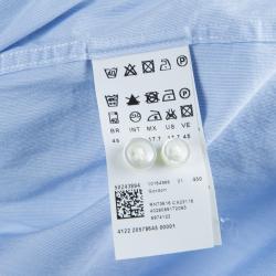 Pre Owned قميص بوس باي هوغو بوس أزرق فاتح بأكمام طويلة وأزرار أمامية XL