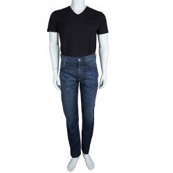 Pre Owned بنطلون جينز بوس باي هوغو بوس أزرق نيلي بنمط باهت M