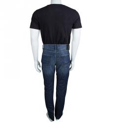 Pre Owned بنطلون جينز بوس باي هوغو بوس أزرق نيلي بنمط باهت M