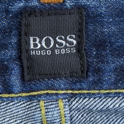 Pre Owned بنطلون جينز بوس باي هوغو بوس أزرق نيلي بنمط باهت M