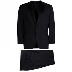 Pre Owned Boss by Hugo Boss Black Wool Tuxedo Suit XXL