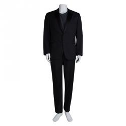 Pre Owned Boss by Hugo Boss Black Wool Tuxedo Suit XXL
