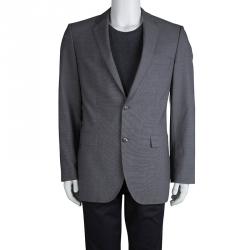 Pre Owned Boss by Hugo Boss Grey Wool Pinstriped Blazer M