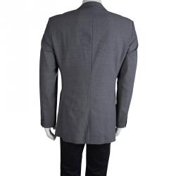 Pre Owned Boss by Hugo Boss Grey Wool Pinstriped Blazer M