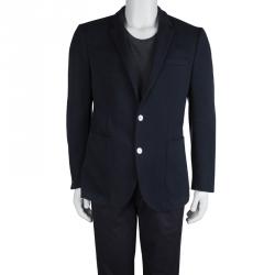 مملوكة مسبقًا Boss By Hugo Boss Navy Blue Textured Hanson Blazer L