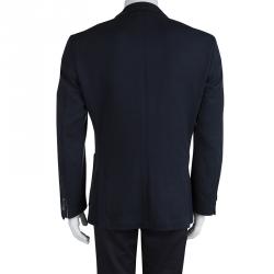 مملوكة مسبقًا Boss By Hugo Boss Navy Blue Textured Hanson Blazer L