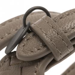 Bottega Veneta Beige Double Wrap Around Intrecciato Leather Bracelet Size XS