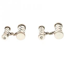 Bottega Veneta Intrecciato Silver Cufflinks