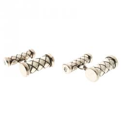 Bottega Veneta Intrecciato Silver Cufflinks