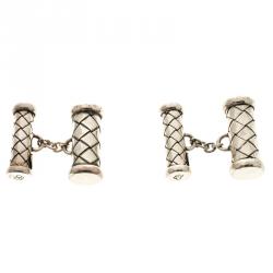 Bottega Veneta Intrecciato Silver Cufflinks