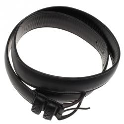 Bottega Veneta Black Leather Intrecciato Loop Belt 95CM