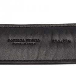 Bottega Veneta Black Leather Intrecciato Loop Belt 95CM