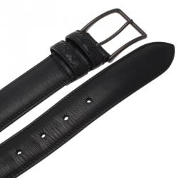 Bottega Veneta Black Leather Intrecciato Loop Belt 95CM