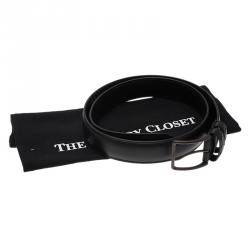 Bottega Veneta Black Leather Intrecciato Loop Belt 95CM