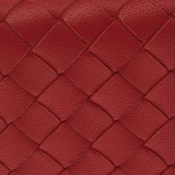 Bottega Veneta Red Leather Intrecciato Card Holder