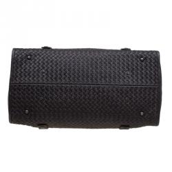 Pre Owned Bottega Veneta Brown Intrecciato Woven Leather Duffel Bag