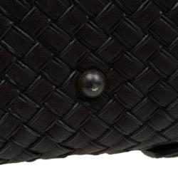Pre Owned Bottega Veneta Brown Intrecciato Woven Leather Duffel Bag