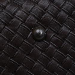 Pre Owned Bottega Veneta Brown Intrecciato Woven Leather Duffel Bag