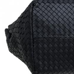 Pre Owned Bottega Veneta Black Intrecciato Woven Leather Tote