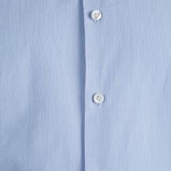 Pre Owned Bottega Veneta Blue Long Sleeve Button Front Cotton Shirt L