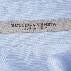 Pre Owned Bottega Veneta Blue Long Sleeve Button Front Cotton Shirt L