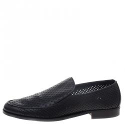 مملوكة مسبقًا Bottega Veneta Black Perforated Leather Loafers Size 43