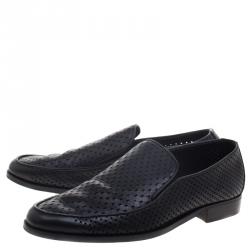 مملوكة مسبقًا Bottega Veneta Black Perforated Leather Loafers Size 43