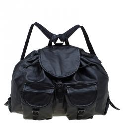 Bottega Veneta Black Leather Drawstring Backpack 