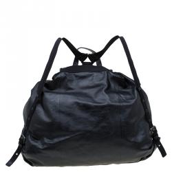 Bottega Veneta Black Leather Drawstring Backpack 